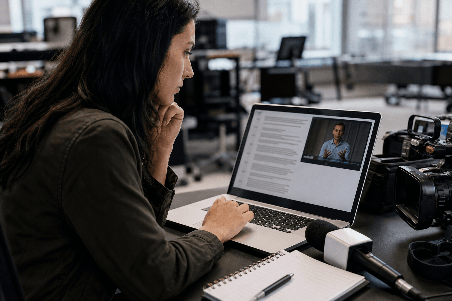 Journalist using video to text ai for interview transcription